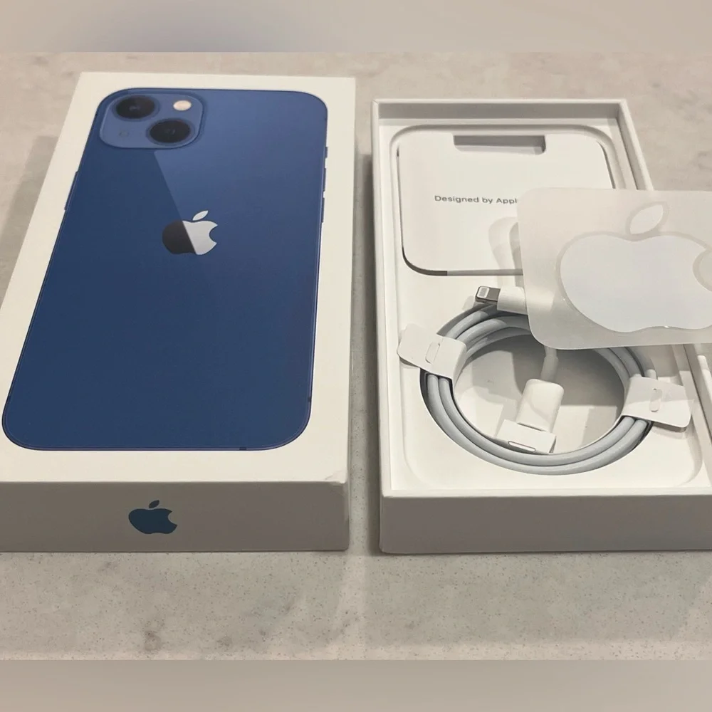 Apple iPhone 13 Gift Box and Original Charging Cord - Blue